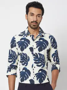 Mufti ss-24 Slim Fit Tropical Printed Spread Collar Long Sleeves Casual Shirt