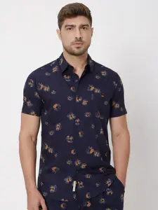 Mufti Floral Printed Slim Fit Cotton Casual Shirt
