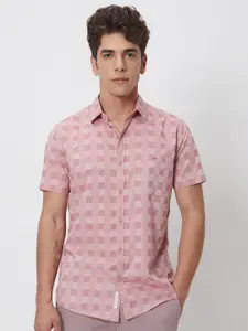 Mufti Slim Fit Checked Cotton Casual Shirt