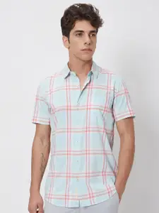 Mufti Slim Fit Tartan Checked Cotton Casual Shirt