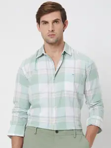 Mufti Slim Fit Tartan Checks Cotton Casual Shirt