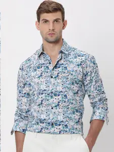Mufti Slim Fit Floral Printed Cotton Casual Shirt