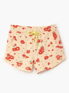 United Colors of Benetton Girls Floral Printed Regular Fit Cotton Shorts