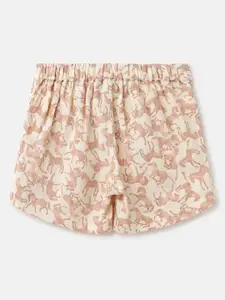 United Colors of Benetton Girls Animal Printed Mid Rise Modal Shorts