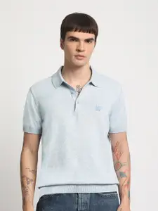 THE BEAR HOUSE Polo Collar Short Sleeves Ribbed T-shirt