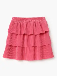 United Colors of Benetton Girls Mid Rise Layered Flared Skirt