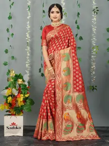 Sadika Woven Design Zari Silk Blend Ready to Wear Banarasi Saree