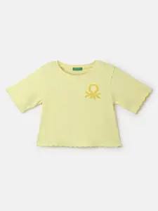 United Colors of Benetton Girls Round Neck Pure Cotton T-shirt
