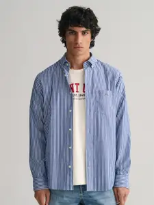 GANT Striped Printed Button-Down Collar Cotton Casual Shirt