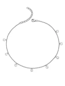 SILBERRY Rhodium-Plated 925 Sterling Silver Crystals Anklet