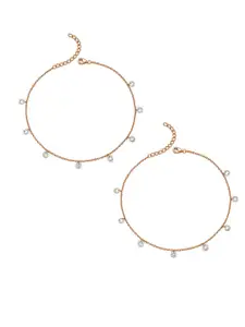 SILBERRY Rose Gold-Plated Crystals-Studded Anklet