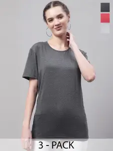 MACK JONNEY Grey Pack Of 3 Round Neck Short Sleeves Cotton T-shirt