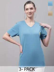 VIMAL JONNEY Pack of 3 V-Neck Short Sleeves Cotton T-shirt