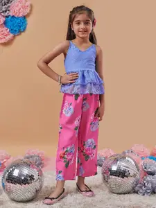 pspeaches Girls Floral Printed Top with Trousers