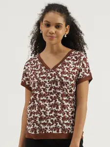 United Colors of Benetton Abstract Printed Cotton Top