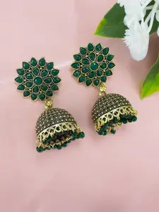 PRIVIU Gold-Plated Floral Jhumkas