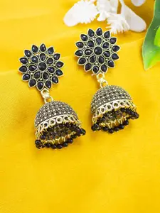 PRIVIU Gold-Plated Floral Jhumkas