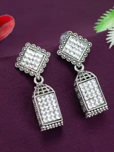 PRIVIU Silver-Plated Square Shaped Drop Earrings