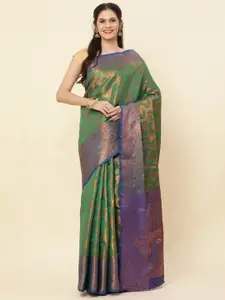 HIRAPARA ENTERPRICE Ethnic Motifs  Woven Design Silk Blend Kanjeevaram Zari Saree