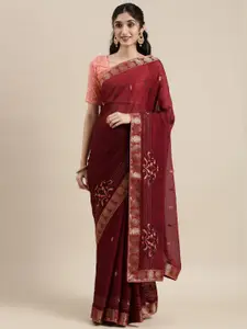 KALINI Floral Embroidered Zari Saree