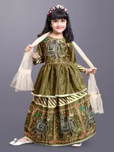 BAESD Girls Printed Ready To Wear Lehenga & Blouse With Dupatta