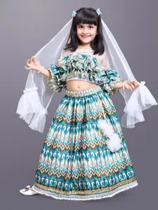 BAESD Girls Printed Ready To Wear Lehenga & Blouse With Dupatta