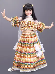 BAESD Girls Printed Ready To Wear Lehenga & Blouse With Dupatta