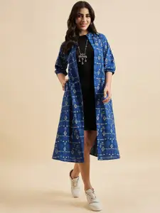 Azira Ethnic Motifs Printed Longline Front Open Pure Cotton Shrug