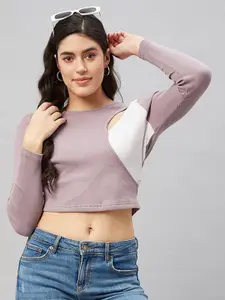 Orchid Hues Colourblocked Round Neck Top