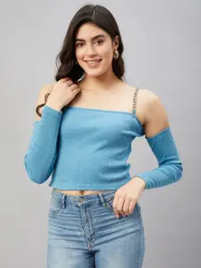 Orchid Hues Chain Shoulder Fitted Crop Top