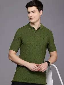 Allen Solly Pure Cotton Geometric Printed Polo Collar T-shirt