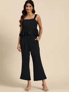 WoowZerz Women Solid Top & Palazzos Co-Ords