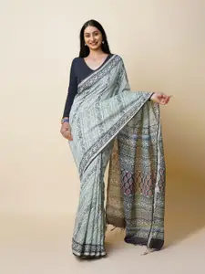 Unnati Silks Ethnic Motifs Printed Silk Cotton Handloom Chanderi Saree