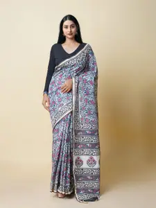 Unnati Silks Ethnic Motifs Printed Silk Cotton Chanderi Saree