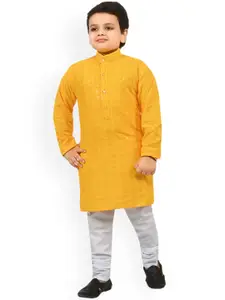BAESD Boys Geometric Embroidered Regular Sequinned Kurta With Churidar