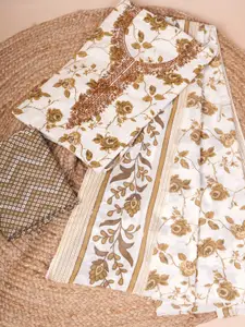 JC4U Embellished Pure Cotton Unstitched Dress Material