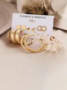 KARISHMA KREATIONS Set Of 9 Gold-Plated Classic Hoop Earrings