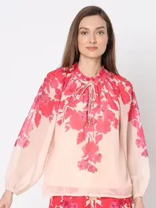 Vero Moda Floral Print Mandarin Collar Top
