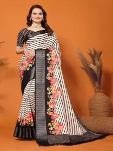 ARYZE Floral Zari Silk Blend Saree