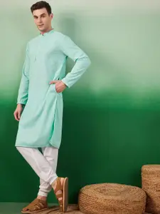 Sangria Ethnic Motifs Embroidered Chikankari Mandarin Collar Pure Cotton Straight Kurta