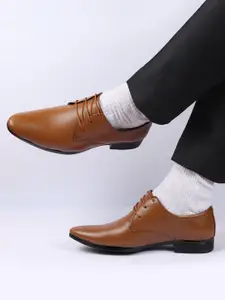 FAUSTO Men Textured Lace-Up Formal Derbys