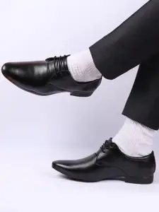 FAUSTO Men Textured Lace-Up Formal Derbys