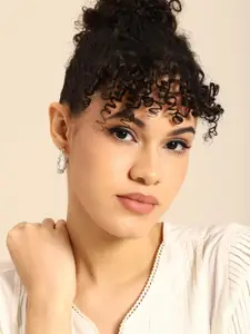 Sangria Silver-Plated Circular Half Hoop Earrings