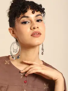 Sangria Silver-Plated Circular Drop Earrings