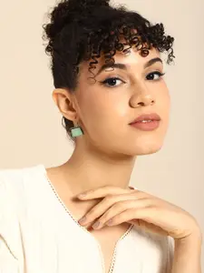 Sangria Silver-Plated Square Drop Earrings