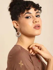 Sangria Gold-Plated Circular Drop Earrings