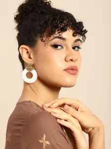 Sangria Gold-Plated Circular Drop Earrings