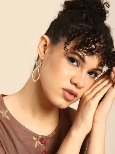 Sangria Gold-Plated Contemporary Drop Earrings