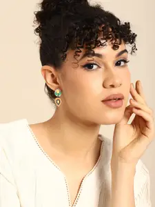 Sangria Silver-Plated Leaf Shaped Drop Earrings