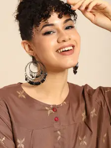 Sangria Silver-Plated Circular Drop Earrings